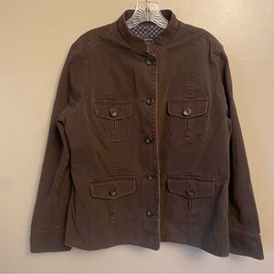 Land’s End brown denim blazer jacket, size L-XL?